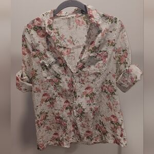 Eden & Olivia Pink and Green Floral Blouse